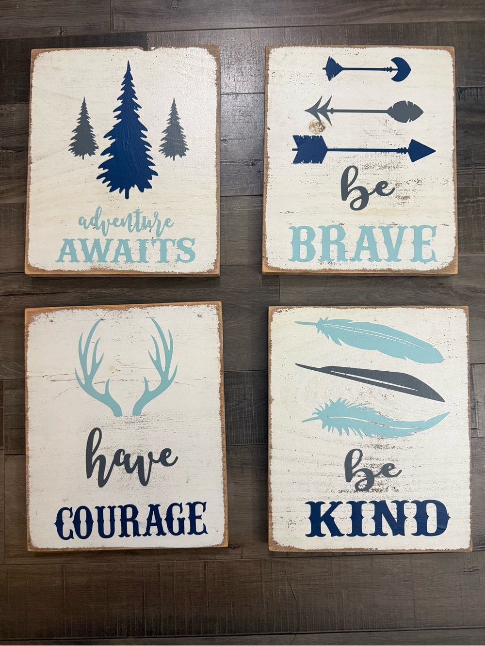 Handmade Rustic Woodland Nursery Wall Decor Set of 4 Wood Signs